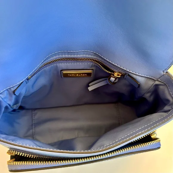 Tory Burch Fleming periwinkle small leather convertible crossbody bag lotus blue - Picture 12 of 16